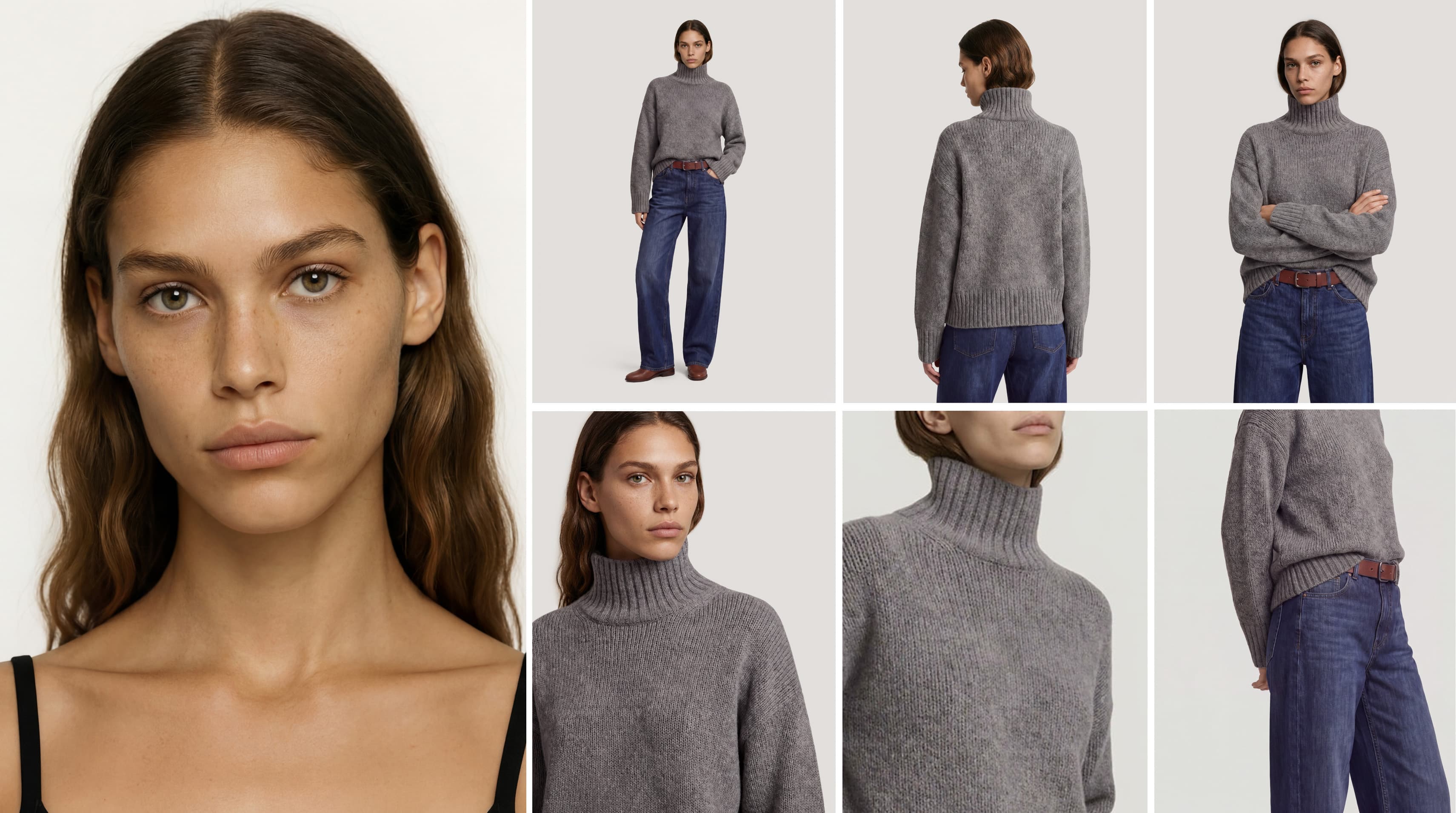 A complete product detail page image set across variants