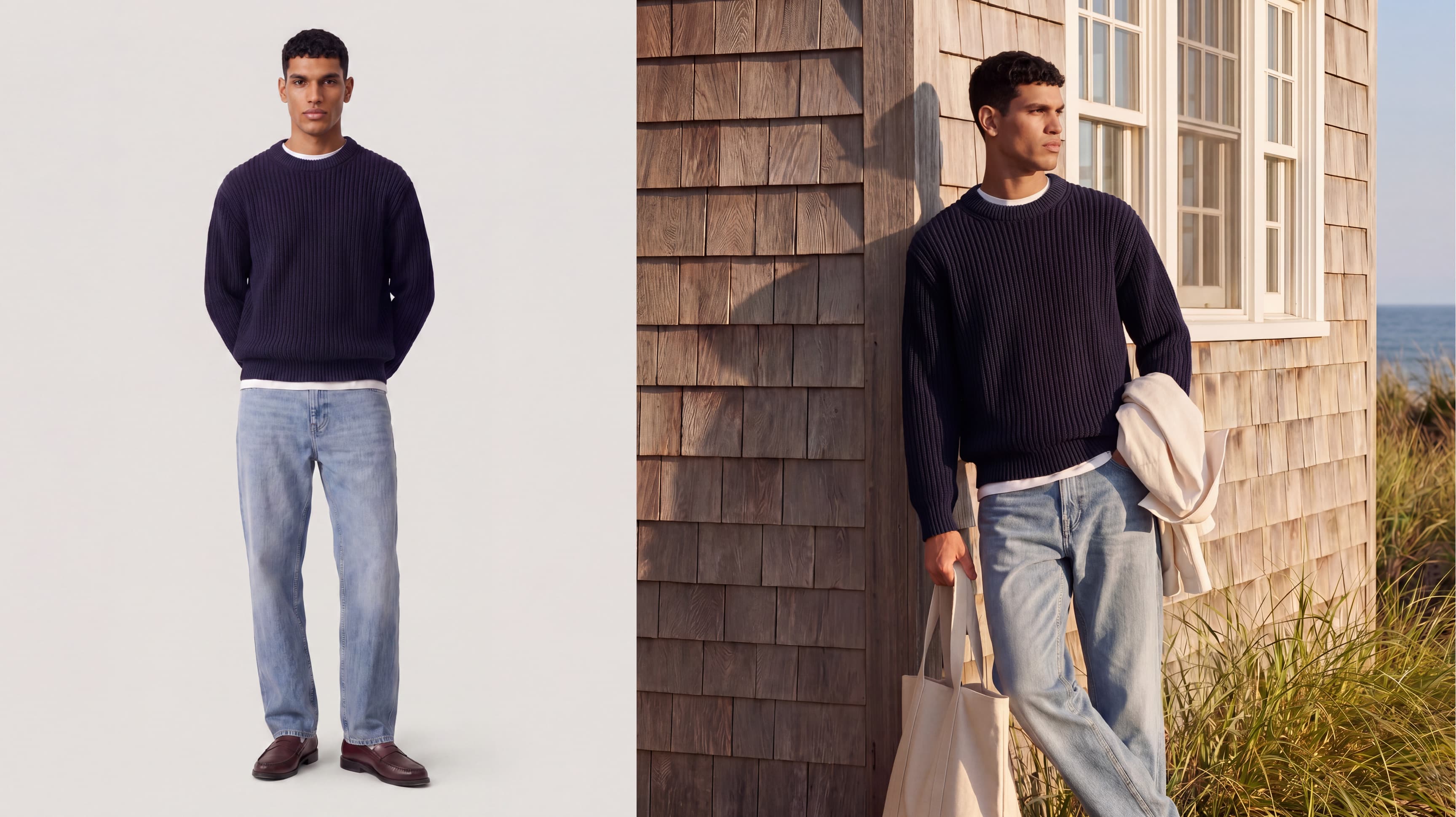 A studio product shot relit into a lifestyle environment